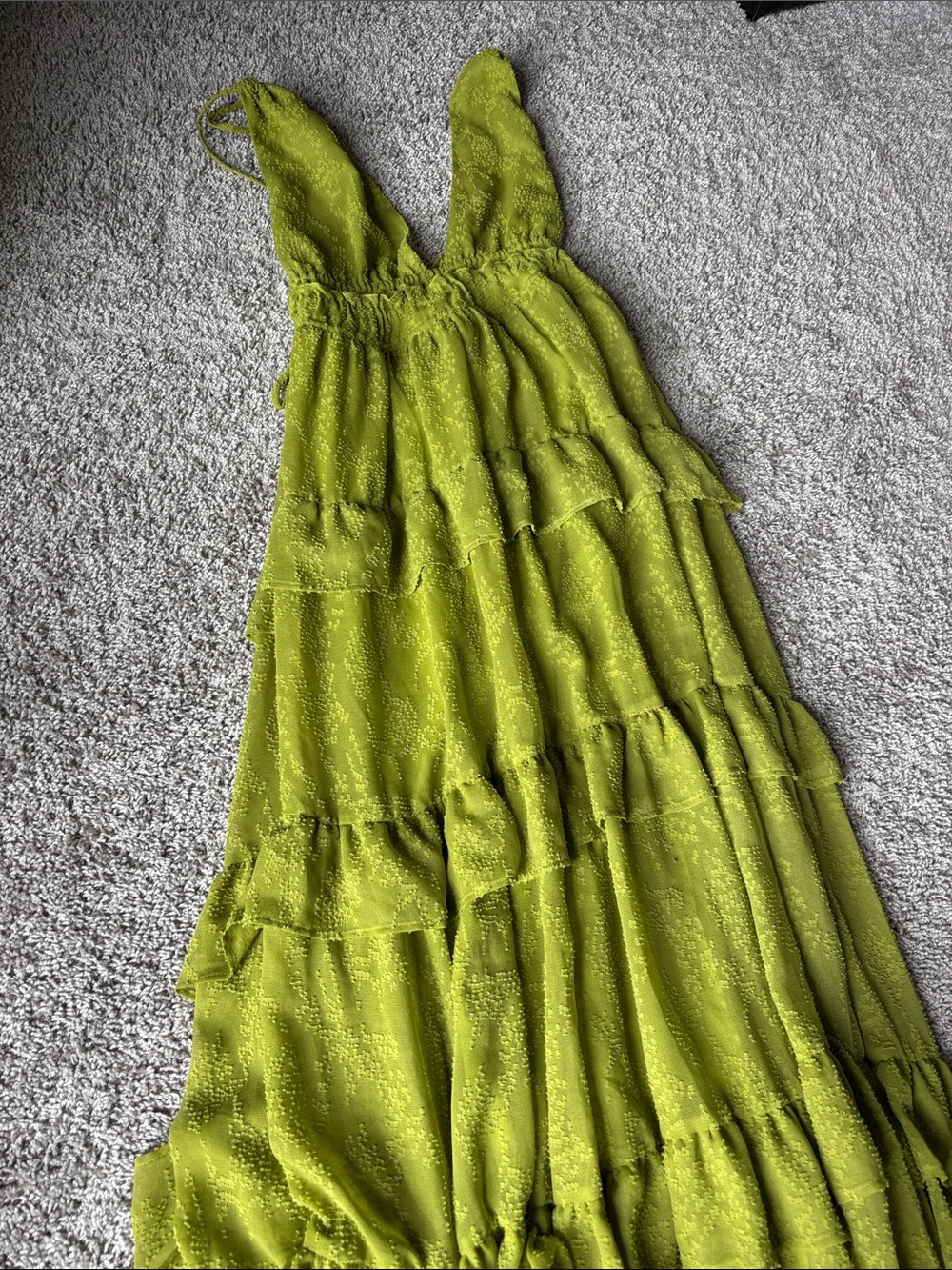 Tularosa Lime Green Tiered Maxi Dress